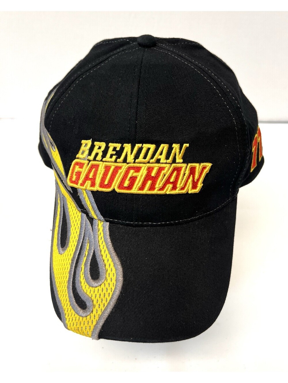 Brendan Gaughan Nascar Strapback Hat #77 Jasper Engines Yellow Flames K-Products